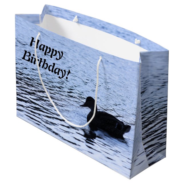 Einziges Enten-Wildlife See-Wasser plätschert Große Geschenktüte (Rückseite Schrägansicht)