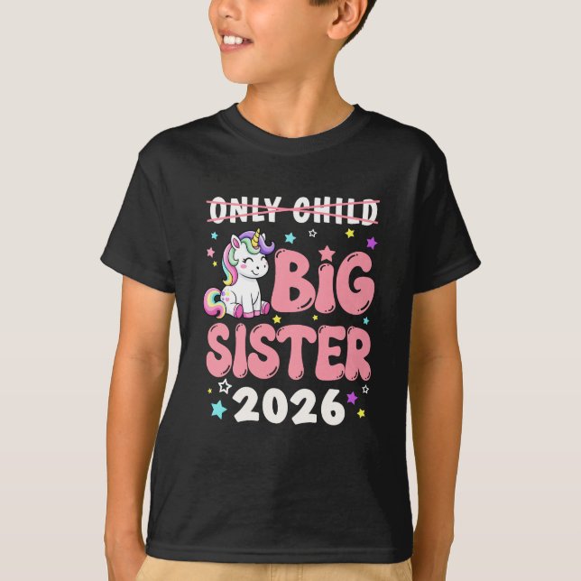Einziges Kind Durchgestrichen Große Schwester 2026 T-Shirt (Vorderseite)