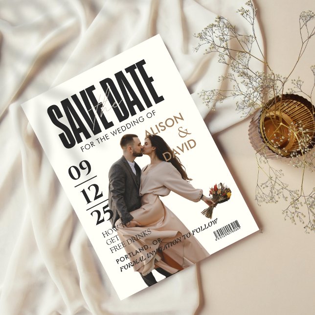 Einziges Magazin 2 Foto Save the Date Hochzeit Einladung (Von Creator hochgeladen)