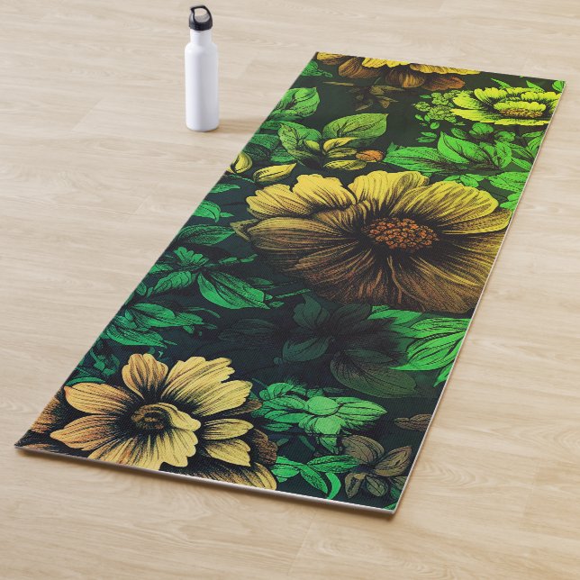Einzigfarbige Vintage Blumendrucke Yogamatte (Beispiel)