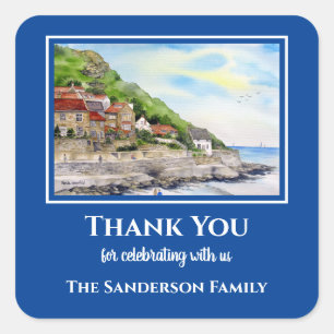Einzug in den Sommer in Runswick Bay England Quadratischer Aufkleber