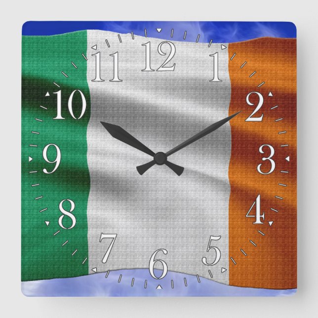 EIRE - IRELAND Flag Proud Patriotic Wall Clock Quadratische Wanduhr (Vorderseite)