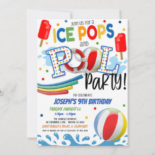 Eis am Stiel und Poolparty-Einladung Einladung