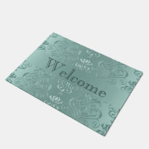 Eis-Aqua-Vintager Damast-Druck