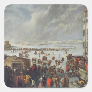 Eis auf der Lagune Quadratischer Aufkleber