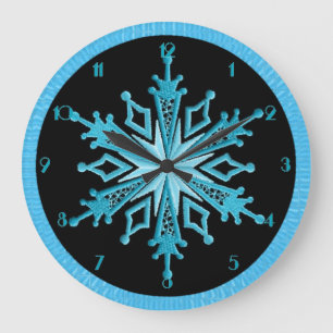Eis-Blau-Schneeflocke-Wanduhr Große Wanduhr