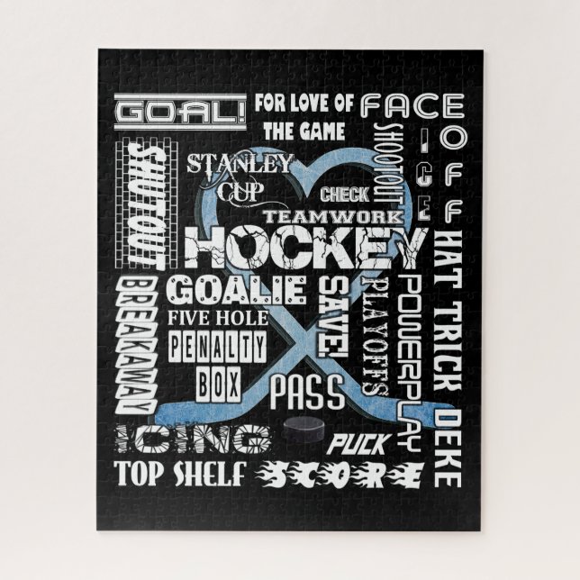 Eis Blue Heart Hockey Worte Weiße Logos (Vertikal)