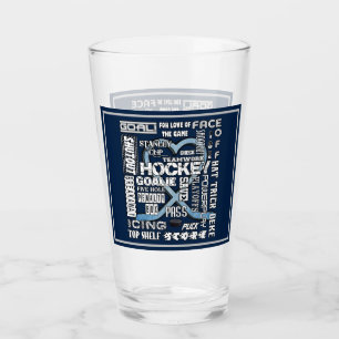 Eis Blue Heart Hockey Worte Weiße Logos 2 Glas