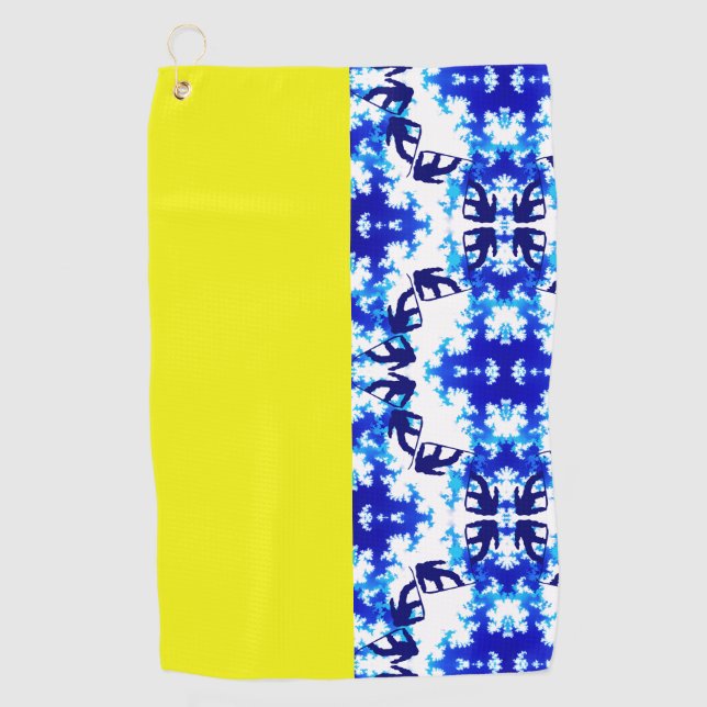 Eis Blue Snowboarder Sky Yellow Snowboarder Sport Golfhandtuch (Vorderseite)