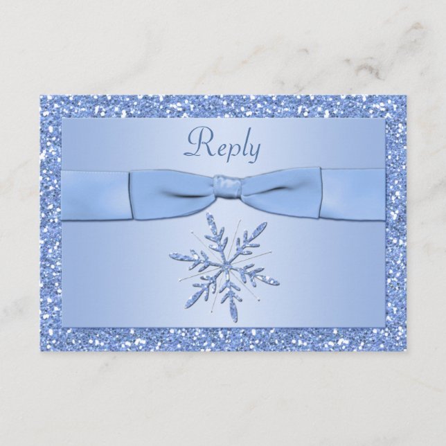 Eis Blue Snowflake Repcard RSVP Karte (Vorderseite)
