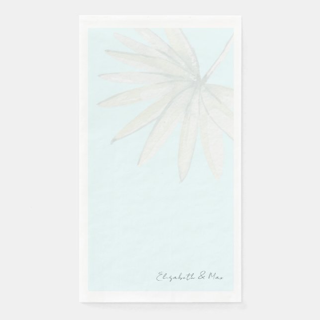 Eis Blue Tropical Couple Names Wedding Serviette (Vorderseite)