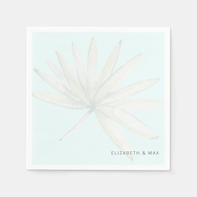 Eis Blue Tropical Couple Names Wedding Serviette (Vorderseite)