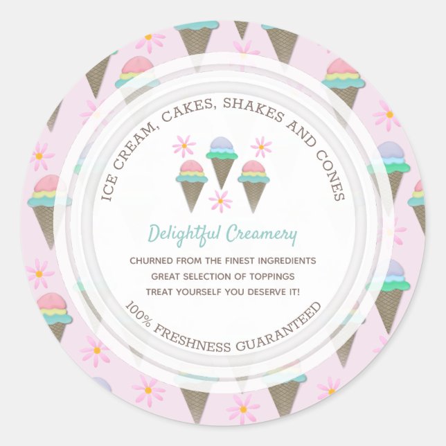 Eis Cream Business Custom Classic Round Aufkleber (Vorderseite)