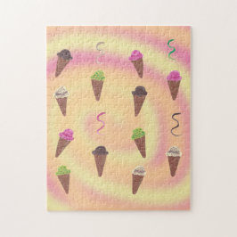 Eis Cream Cones auf einem rosa orange-gelben wirbe