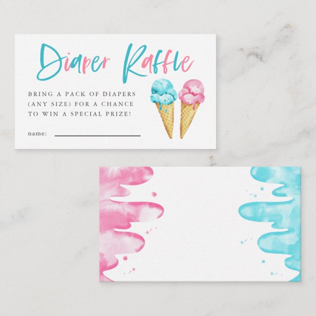 Eis Cream Gender Reveal Diaper Raffle Ticket Begleitkarte (Vorne/Hinten)