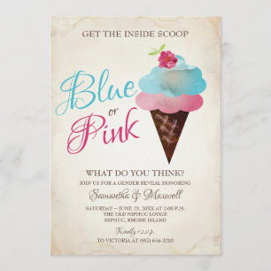 Eis Cream Gender Reveitation Einladung BLAU ODER P