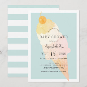 Eis Cream Light Blue Boy Baby Dusche Einladung