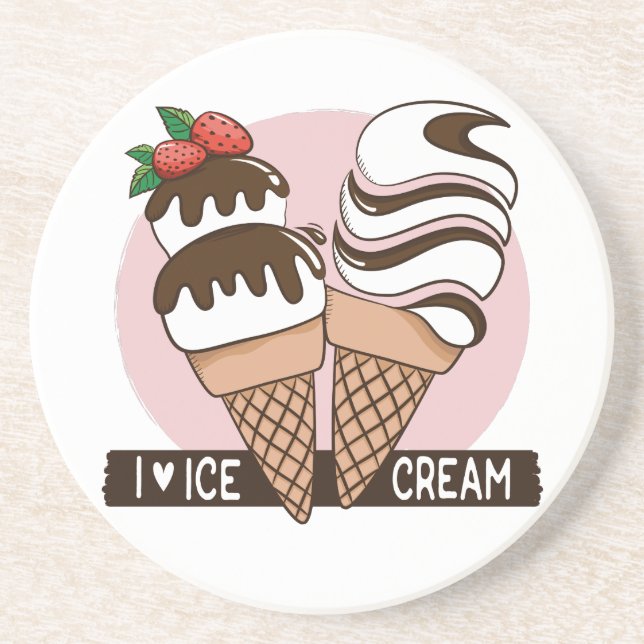 Eis Cream Lover Sandstone Untersetzer (Vorne)