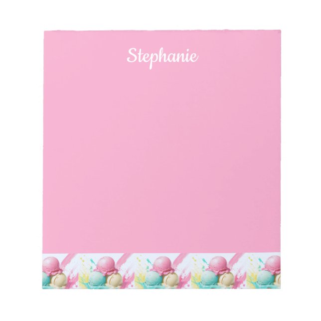 Eis Cream Muster auf rosa Sweet Personalisiert Nam Notizblock (Vorderseite)