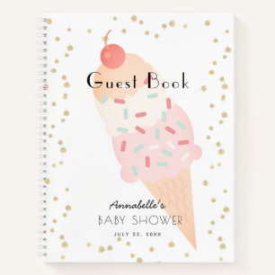 Eis Cream Pink Girl Baby Shooting Guest Book Notizbuch