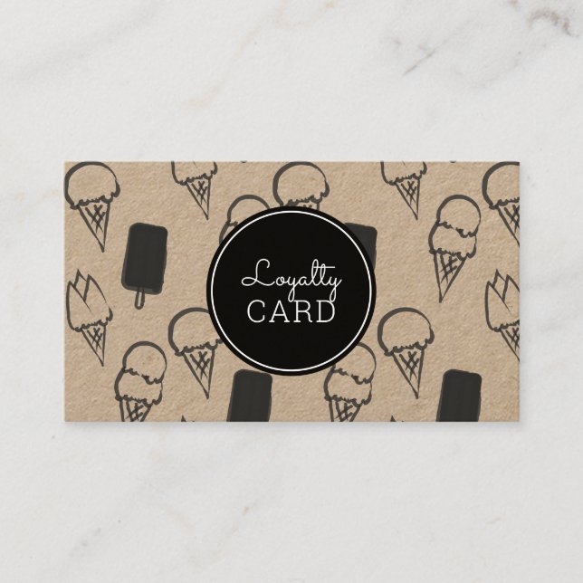 Eis Cream Shop Hand bemalt Kraft Loyalitätskarte Visitenkarte (Vorderseite)