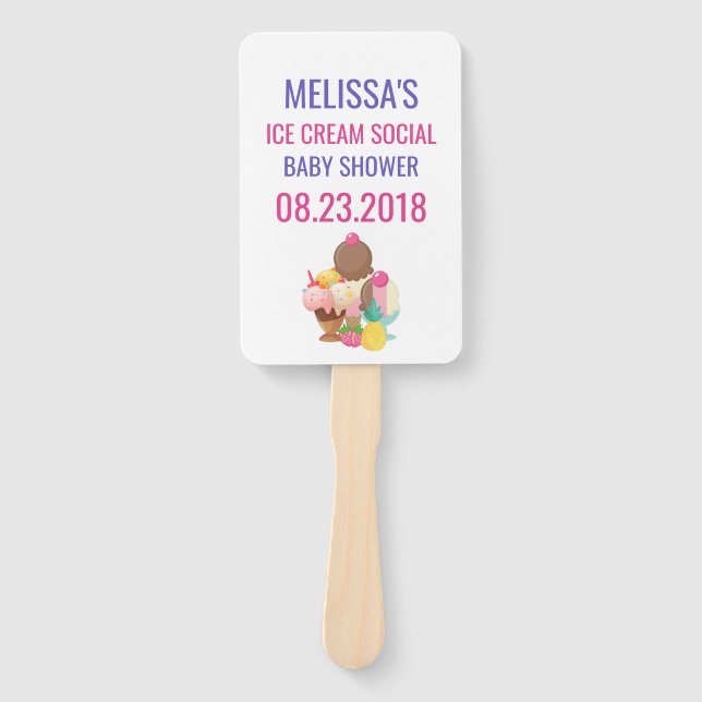 Eis Cream Social Baby Dusche Fächer (Vorderseite)