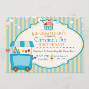 Eis Cream Social Birthday Party Boy Einladungen