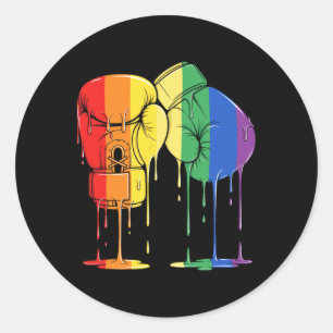Eis Cream Tropfen Boxing Rainbow Lesbian Gay Pride Runder Aufkleber