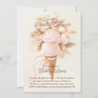 Eis-Creme Boho Brautparty Chic Gold Einladung