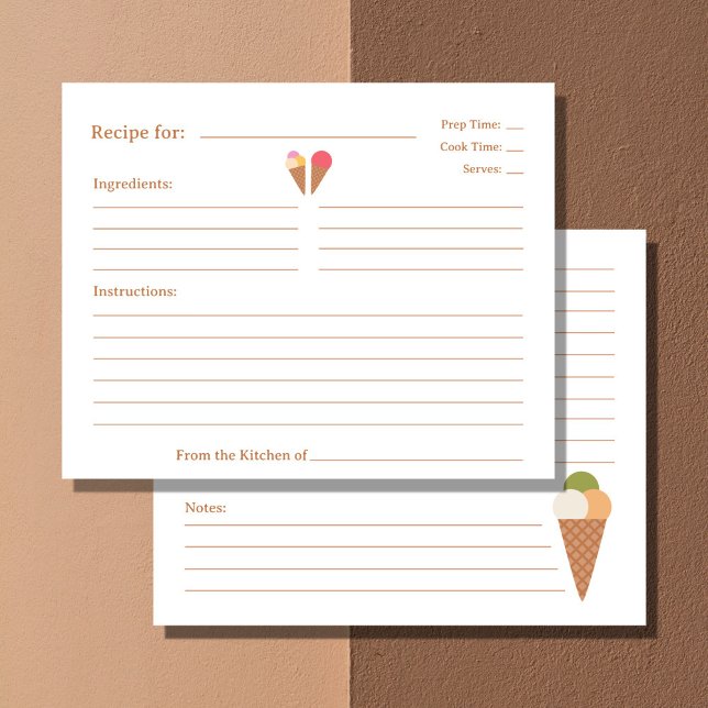 Eis Creme Brautparty Rezept Karte (Ice Cream Bridal Shower Recipe Card)