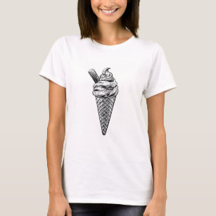 Eis Creme Cone Vintage Holzschnitt Eichstil T-Shirt