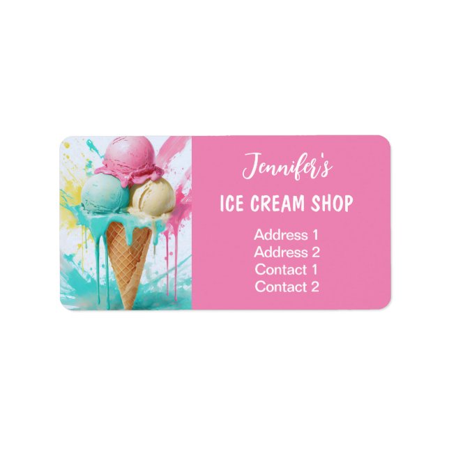 Eis Creme - farbenfrohe Adressenbezeichnung Adressaufkleber (Vorne)