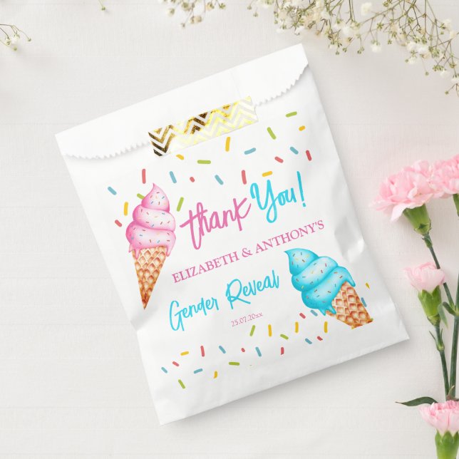 Eis Creme Gender offenbaren danke Geschenktütchen (Versiegelt)