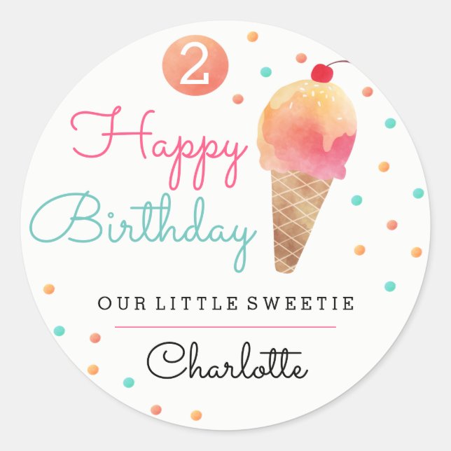 Eis Creme Party Kindergeburtstag Party Sticker (Vorderseite)