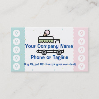 Eis Creme Truck Loyalty Punch Card Visitenkarten Treuekarte