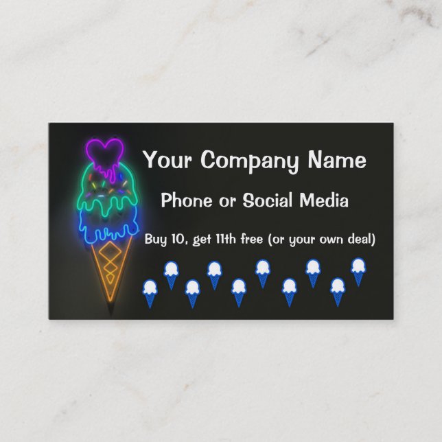 Eis Creme Truck Loyalty Punch Card Visitenkarten Treuekarte (Vorderseite)