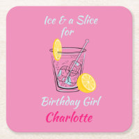 Eis & ein Slice Drinks matte Square Untersetzer