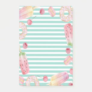 Eis, Früchte, Donuts Streifen Post-it Klebezettel