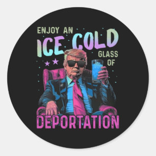 Eis genießt ein eiskaltes Gl der Deportation Runder Aufkleber