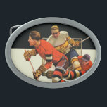 Eis-Hockey-Match Ovale Gürtelschnalle<br><div class="desc">Künstler: Eis-Hockeyspiel MauriceBower | berufliches</div>