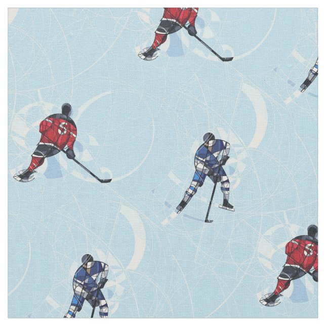 Eis-Hockey-Musterblau Stoff (Nahaufnahme)