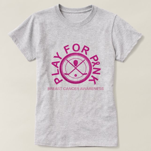 Eis-Hockey-Spiel für Brustkrebs-Bewusstseins-Shirt T-Shirt (Design vorne)