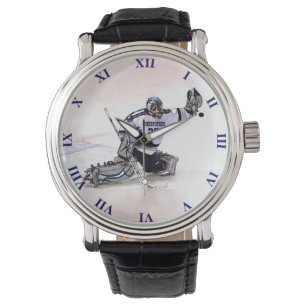 Eis-Hockey-Torhüter mit Ihrem Namenszeichnen Armbanduhr