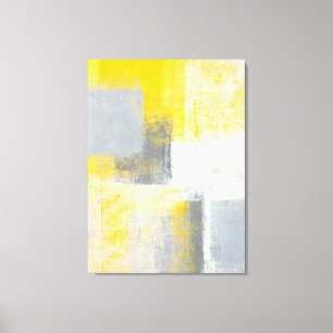 "Eis-Kasten-" graue und gelbe abstrakte Kunst Leinwanddruck