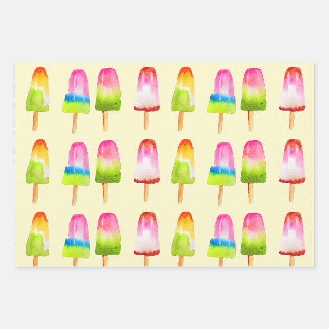 Eis Pop Popsikeln geistlich leckere Leckereien Geschenkpapier Set (Vorderseite)