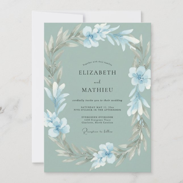 Eis Silber Kranz Hochzeit Einladung (Vorderseite)
