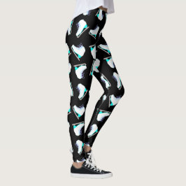 Eis Skate blaues Muster Abbildung Skaten Schwarz Leggings