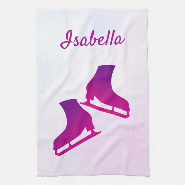 Eis Skate Handtuchhalter Skate lila rosa Geschirrtuch (Vertikal)