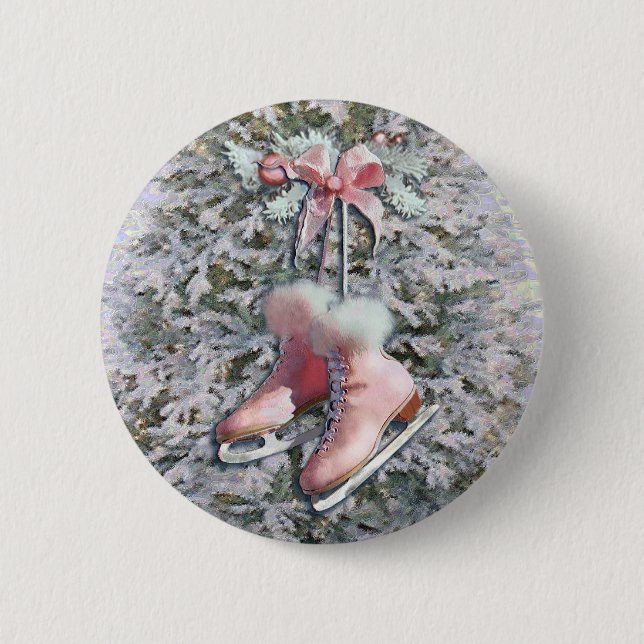 EIS-SKATE im ROSA durch SHARON SHARPE Button (Vorderseite)