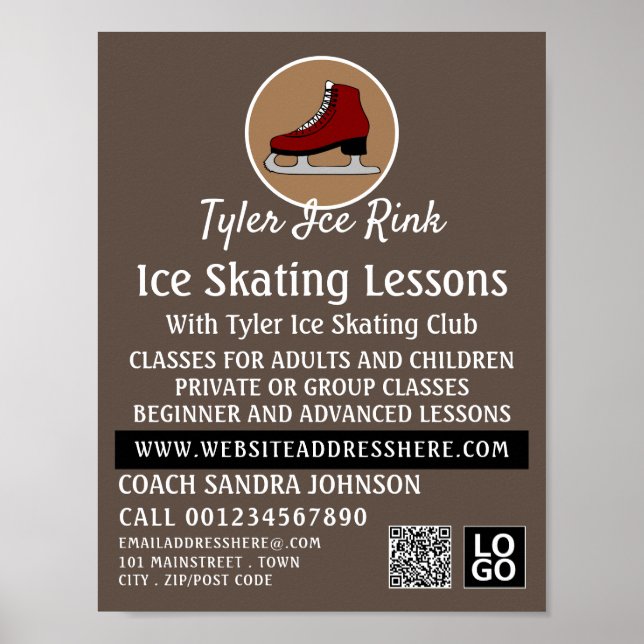 Eis-Skate-Logo, Ice-Skaten-Lektion Poster (Vorne)
